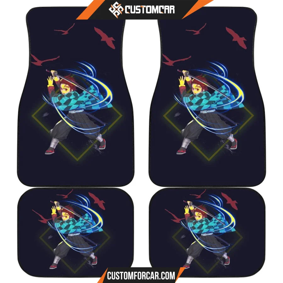 Kamado Tanjiro Skill Anime Car Floor Mats Demon Slayer Fire 