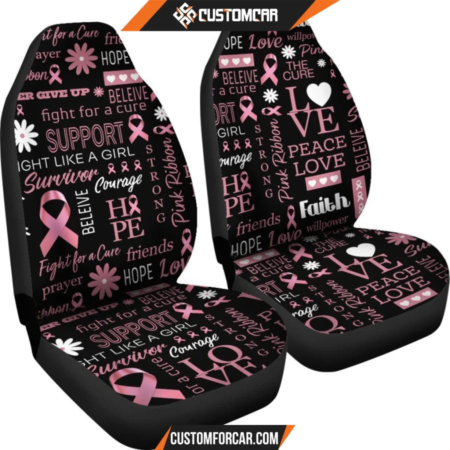 Love Hope Peace Breast Cancer Awareness Emblems Car Seat 