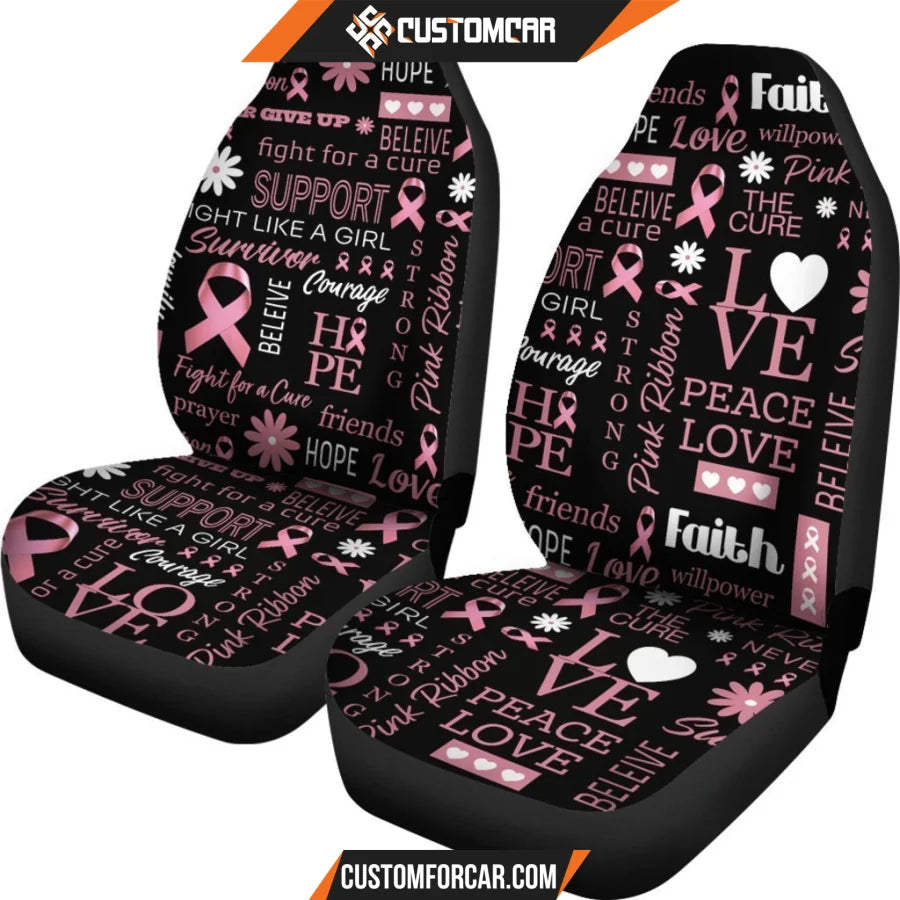 Love Hope Peace Breast Cancer Awareness Emblems Car Seat 