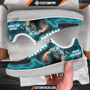 Miami Dolphins Air Sneakers Mascot Thunder Style Custom NFL