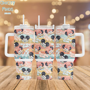 Mickey And Minnie Mouse Disney Cartoon Personalized 40oz Tumbler With Handle and Straw