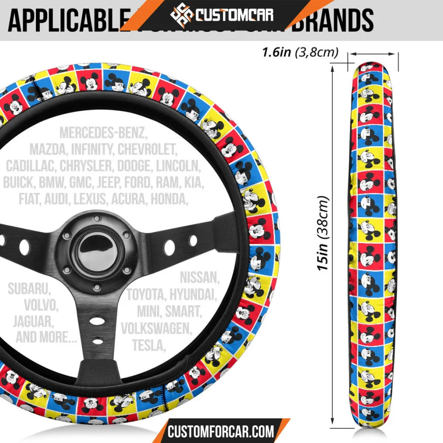 Mickey Cartoon Steering Wheel Cover | Mickey Head Emotion