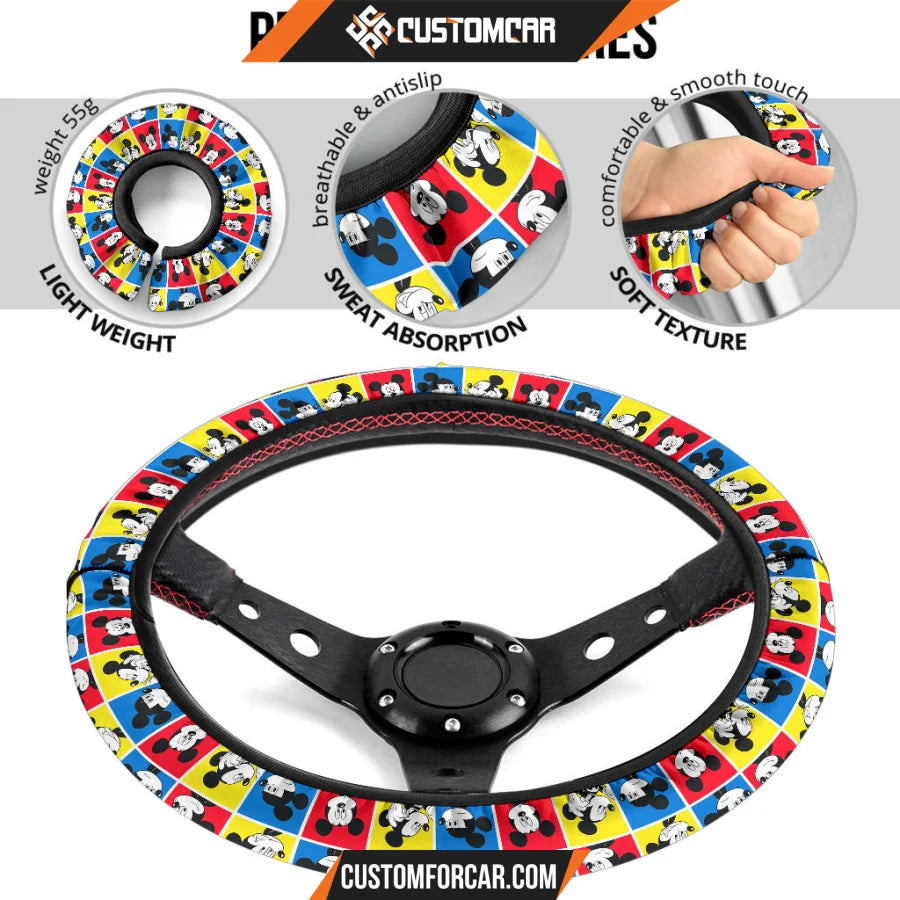 Mickey Cartoon Steering Wheel Cover | Mickey Head Emotion