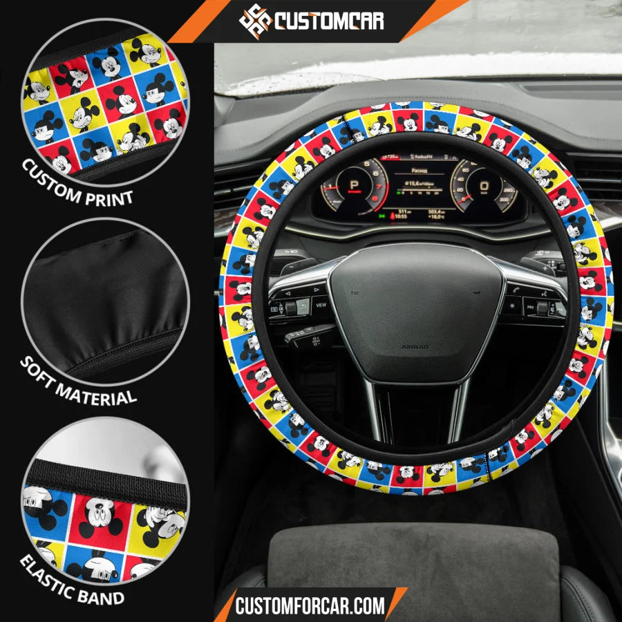 Mickey Cartoon Steering Wheel Cover | Mickey Head Emotion