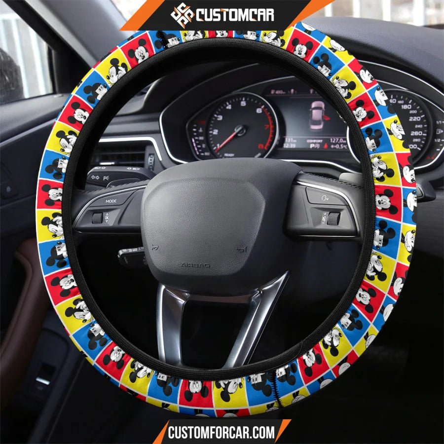 Mickey Cartoon Steering Wheel Cover | Mickey Head Emotion