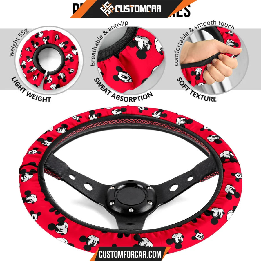 Mickey Cartoon Steering Wheel Cover | Mickey Head Emotion
