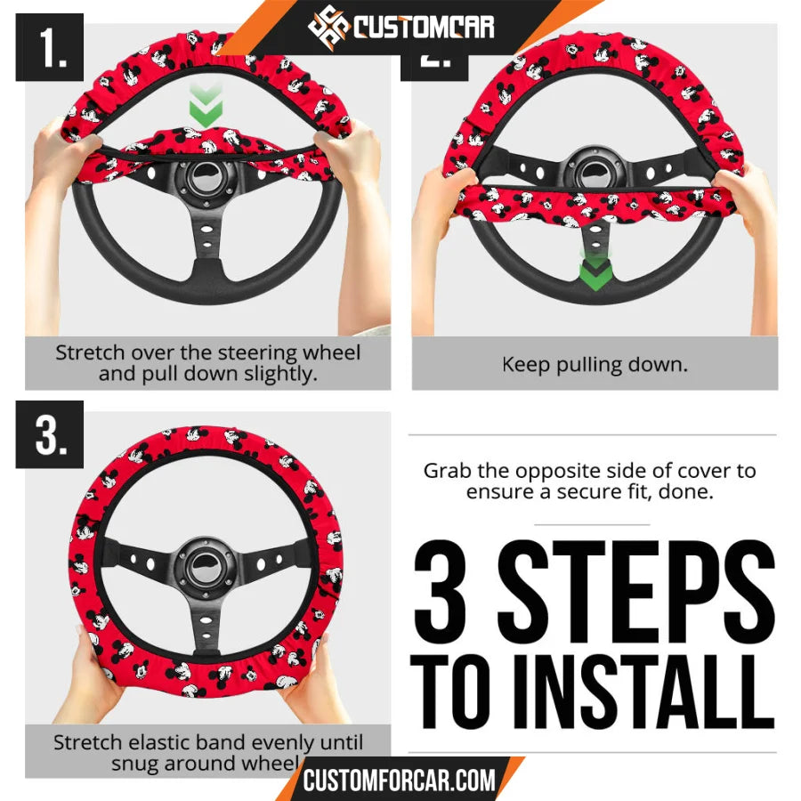 Mickey Cartoon Steering Wheel Cover | Mickey Head Emotion