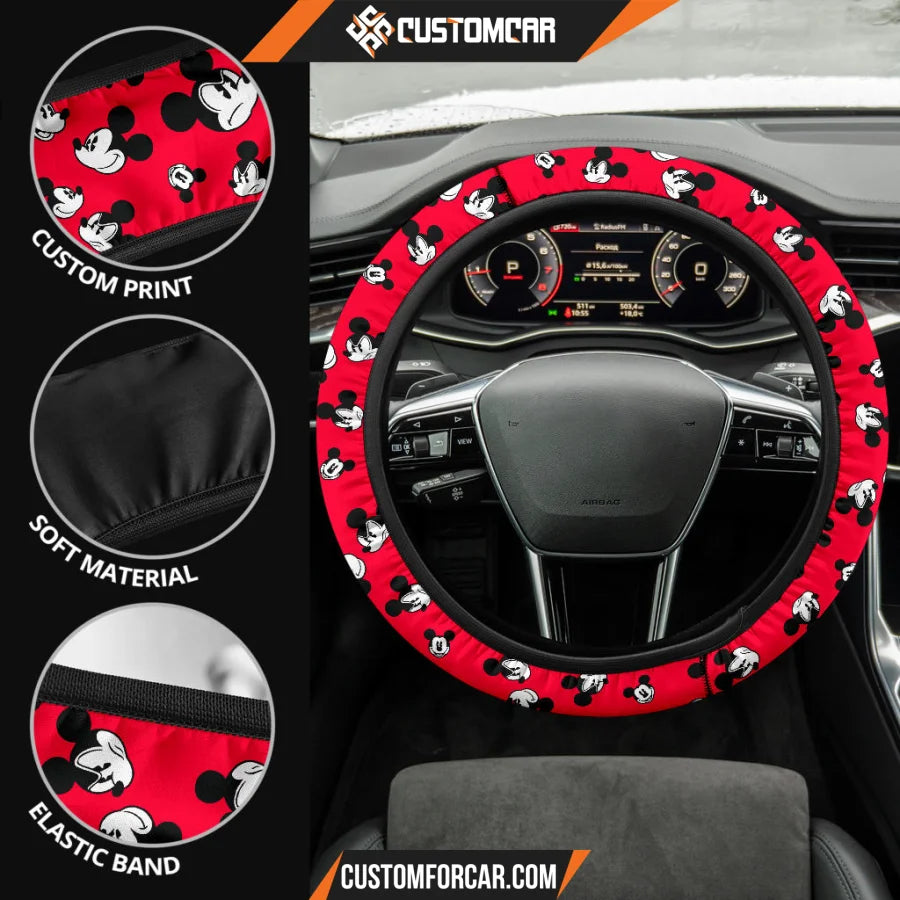 Mickey Cartoon Steering Wheel Cover | Mickey Head Emotion