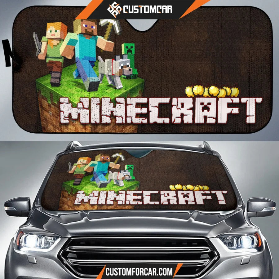 Mine Craft Car Sun Shade Game Car Accessories Custom For