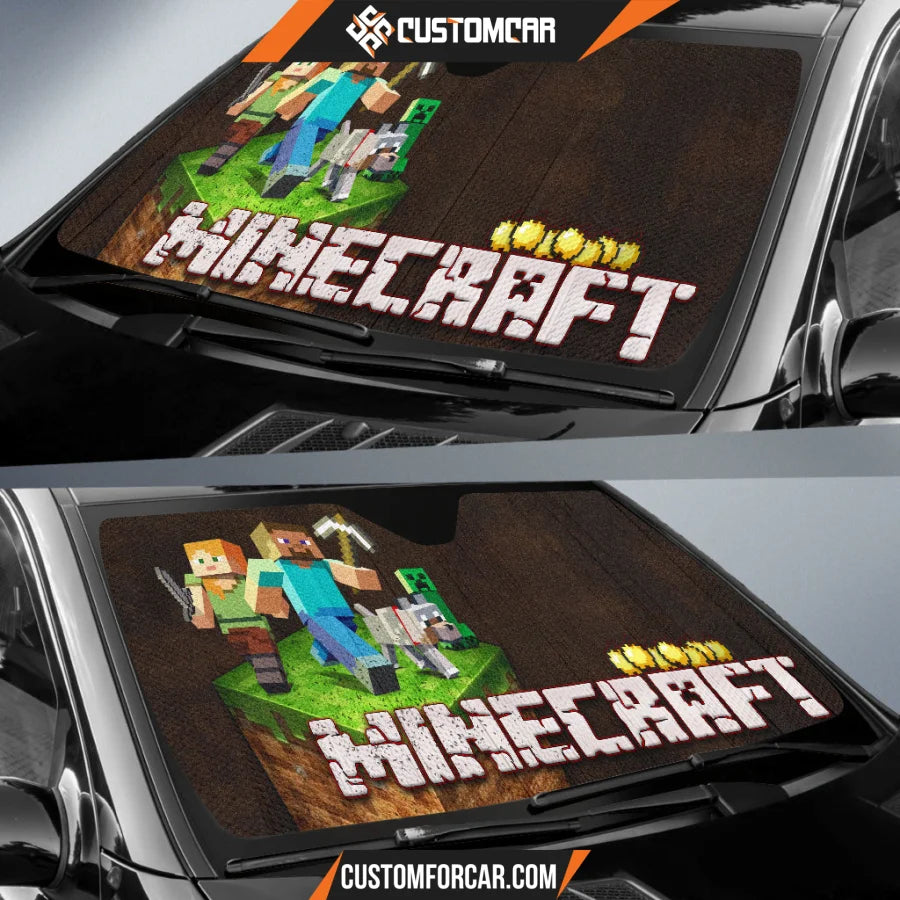 Mine Craft Car Sun Shade Game Car Accessories Custom For