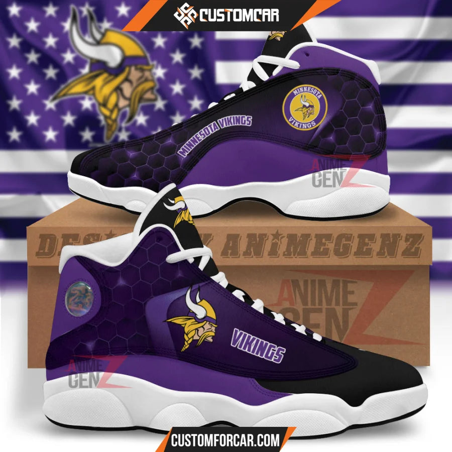 Minnesota Vikings Air Jordan 13 Sneakers NFL Custom Sport