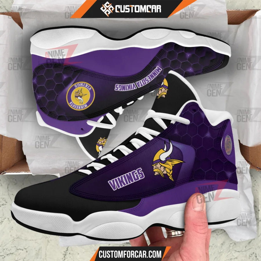 Minnesota Vikings Air Jordan 13 Sneakers NFL Custom Sport