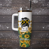 Mom Life Best Mom Ever Sunflower Artwork Personalized 40oz Tumbler With Handle and Straw