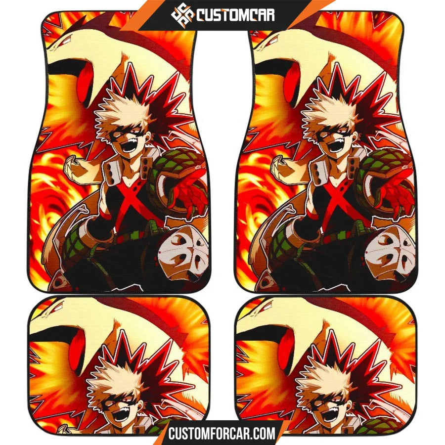 My Hero Academia Car Floor Mats Katsuki Vs Quilava Pokemon 