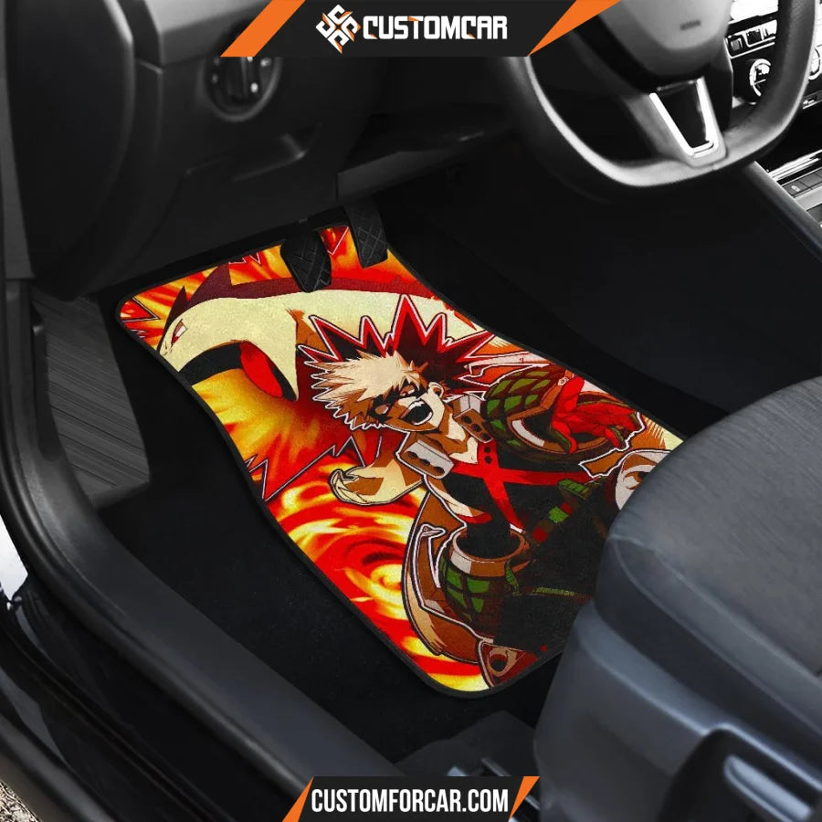 My Hero Academia Car Floor Mats Katsuki Vs Quilava Pokemon 