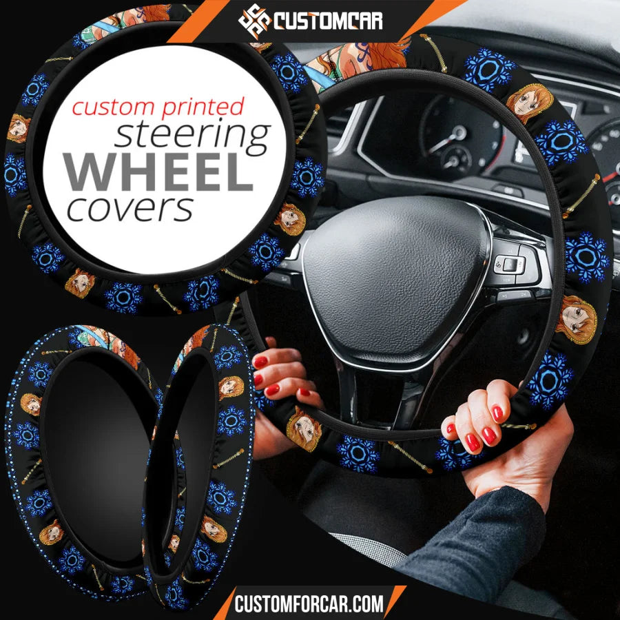 Nami One Piece Christmas Steering Wheel Cover Anime Car