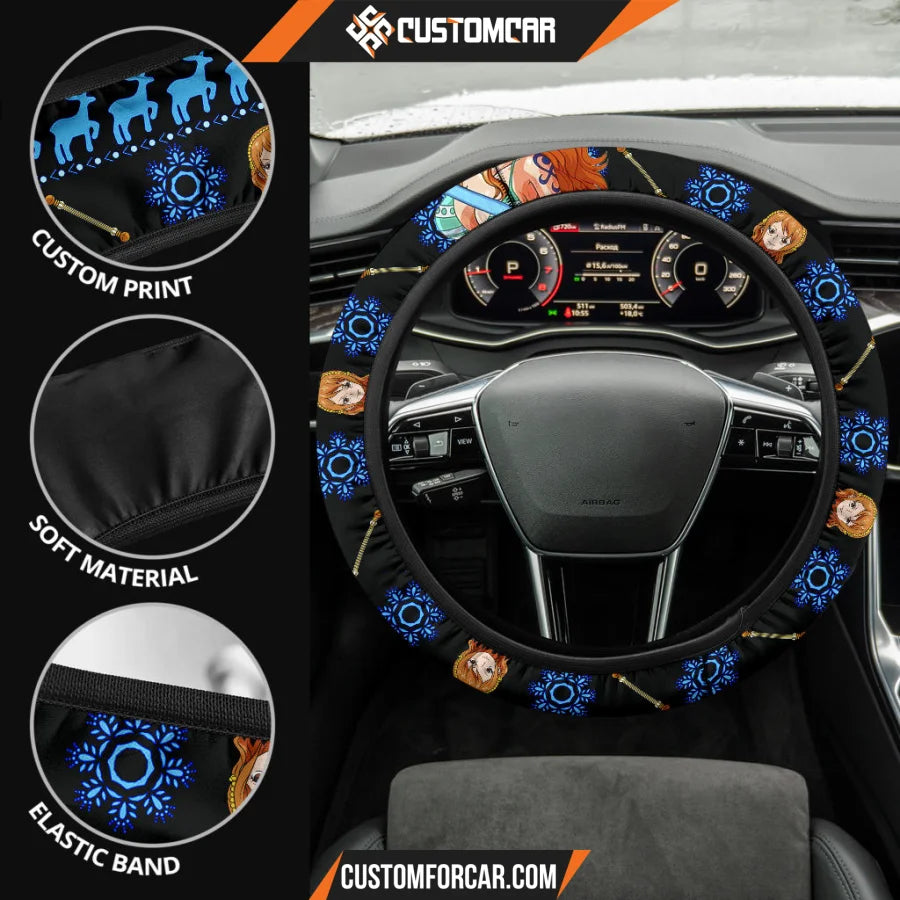 Nami One Piece Christmas Steering Wheel Cover Anime Car
