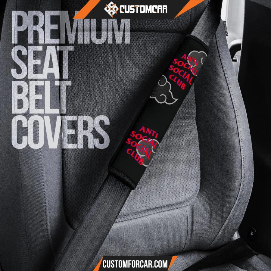 Naruto Akatsuki Anti Social Club Black White Cloud Seat Belt