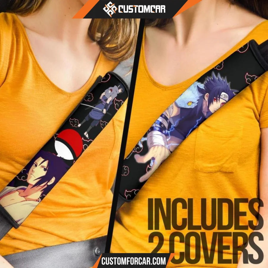 Naruto Anime Seat Belt Covers | Cool Uchiha Sasuke White 