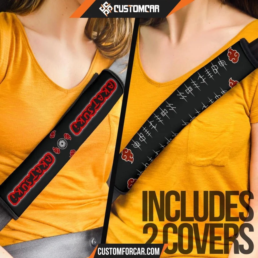 Naruto Seat Belt Covers Akatsuki Clouds Rogue Headbands Belt Covers D41502 DECORINCAR 4