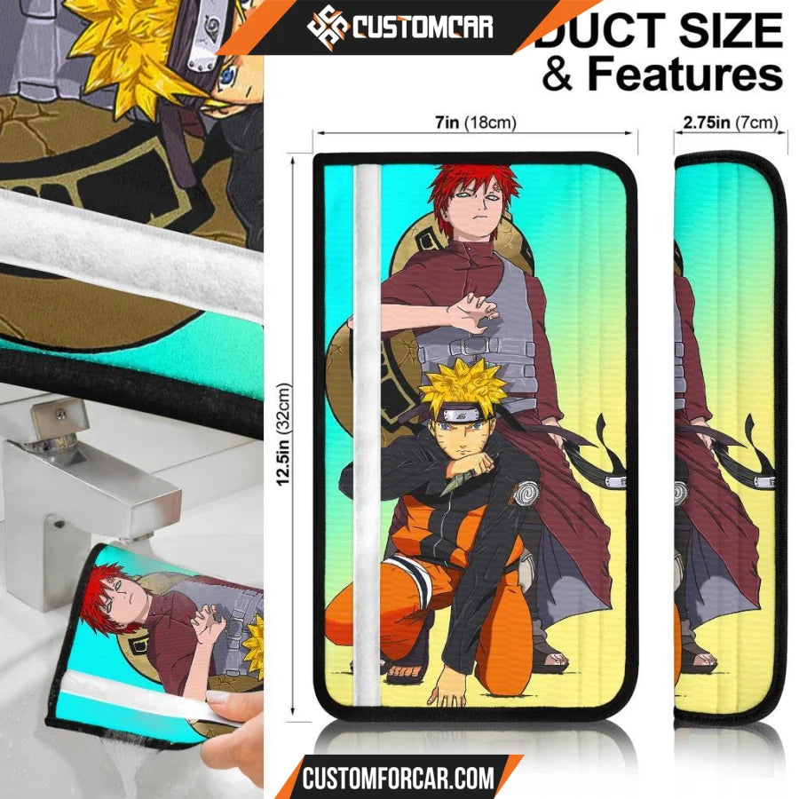 Naruto Seat Belt Covers Naruto And Gaara Artwork Belt Covers D31404 DECORINCAR 6