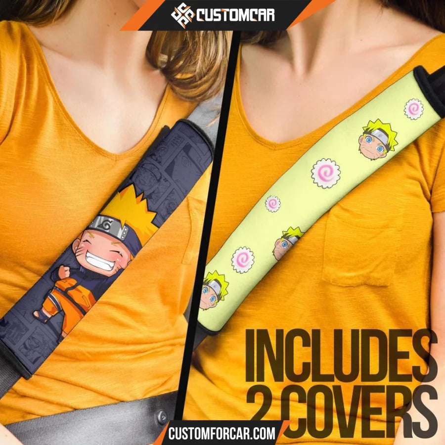 Naruto Seat Belt Covers Chibi Naruto Comic Background Belt Covers D31406 DECORINCAR 4