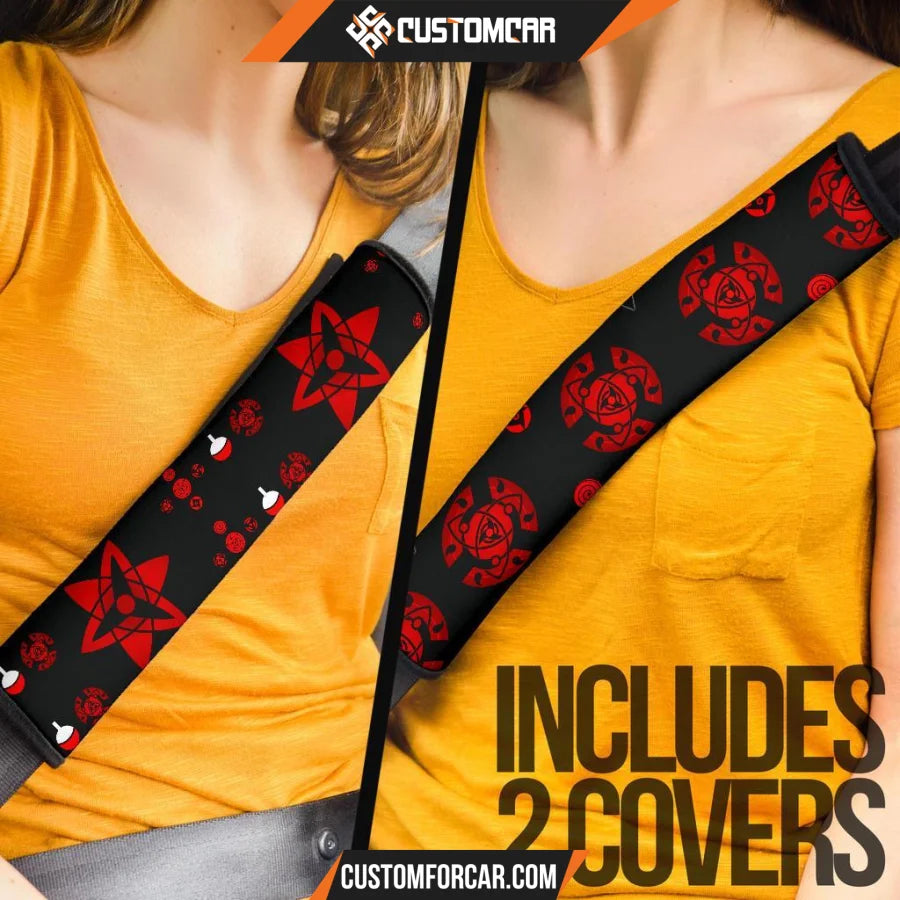 Naruto Seat Belt Covers High Level Sharingan Uchiha Symbol Belt Covers D31402 DECORINCAR 4