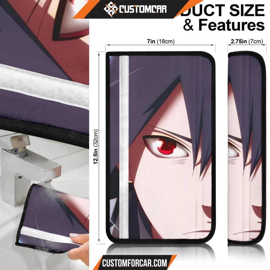 Naruto Seat Belt Covers Sasuke Purple Patterns Unique Belt Covers D31405 DECORINCAR 6