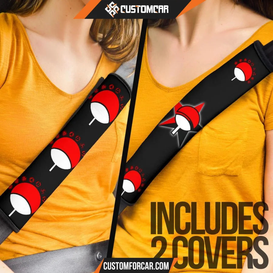 Naruto Seat Belt Covers Sharingan Red Symbols Patterns Belt Covers D41511 DECORINCAR 4