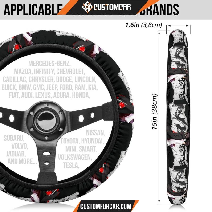 Naruto Steering Wheel Cover Itachi Vs Sasuke Eyes Patterns 