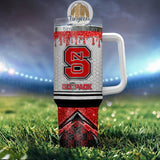 NC State Wolfpack Glitter NCAA Personalized 40oz Tumbler With Handle and Straw