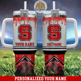 NC State Wolfpack Glitter NCAA Personalized 40oz Tumbler With Handle and Straw