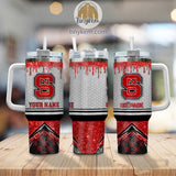 NC State Wolfpack Glitter NCAA Personalized 40oz Tumbler With Handle and Straw