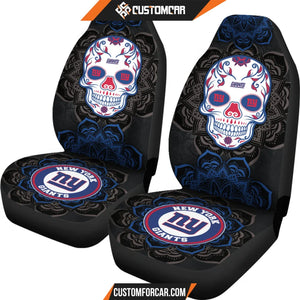 New York Giants Car Seat Covers NFL Skull Mandala New Style