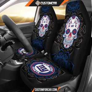 New York Giants Car Seat Covers NFL Skull Mandala New Style