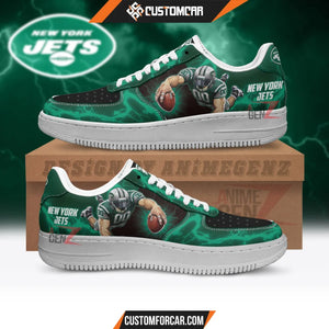 New York Jets Air Sneakers Mascot Thunder Style Custom NFL