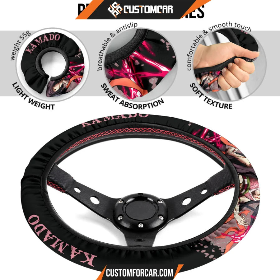 Nezuko Kamado Demon Slayer Steering Wheel Cover Anime Car