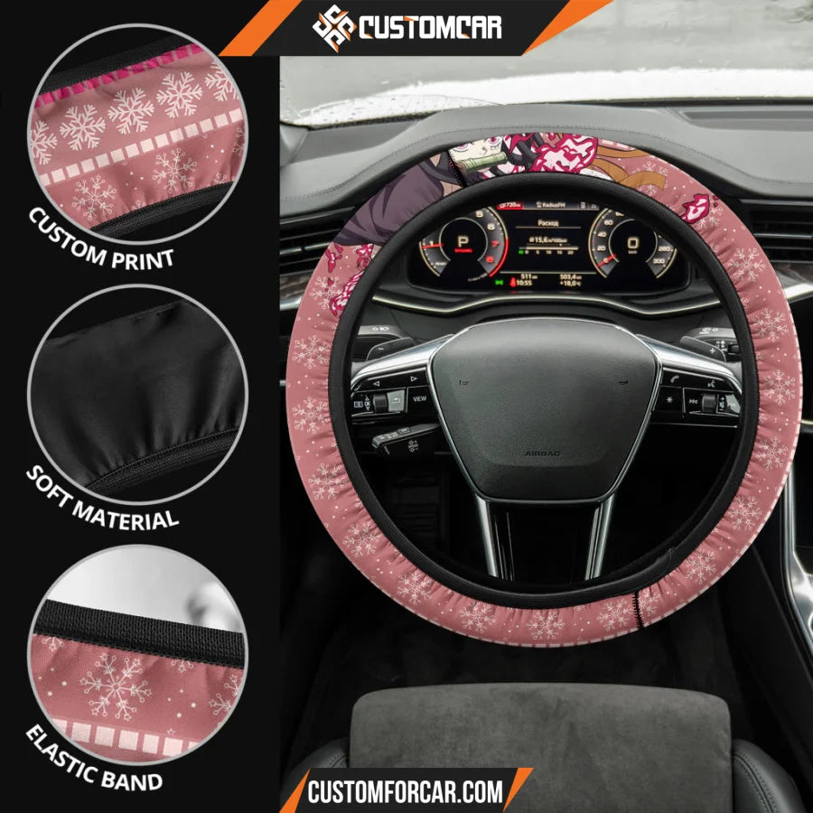 Nezuko Kamado Demon Slayer Steering Wheel Cover Anime Car