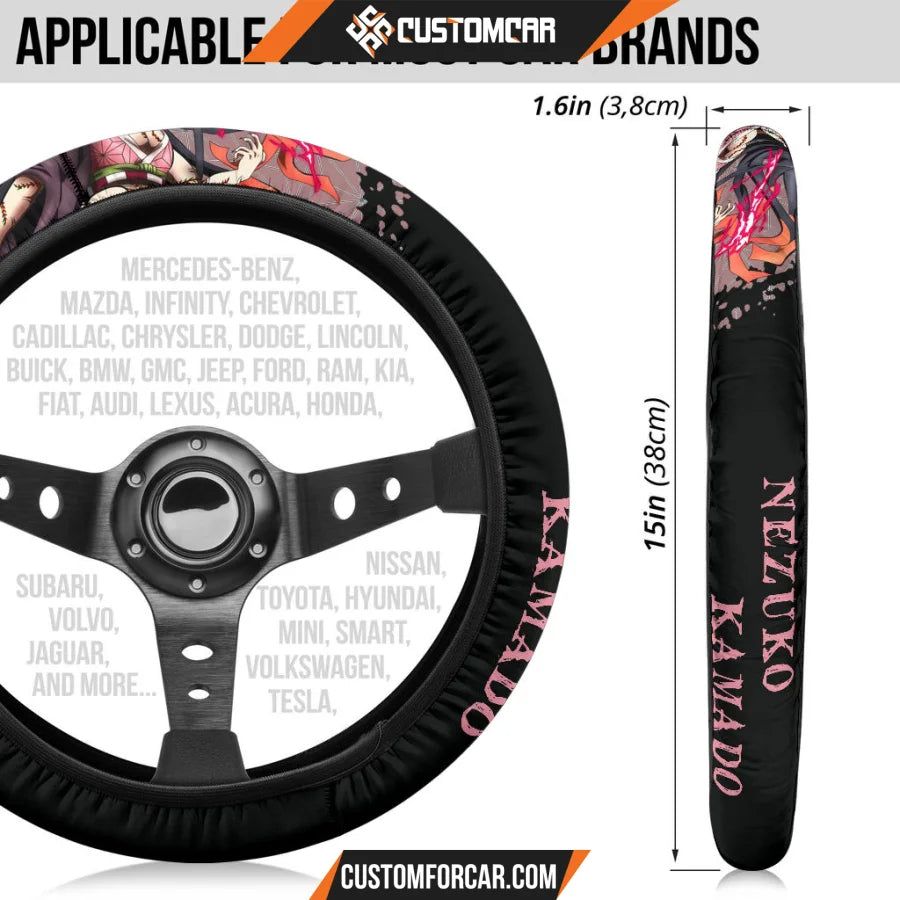 Nezuko Kamado Demon Slayer Steering Wheel Cover Anime Car