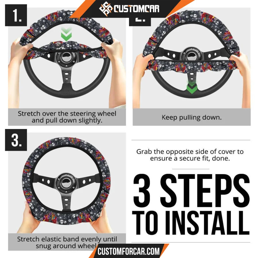 Nightmare Before Christmas Cartoon Steering Wheel Cover Jack