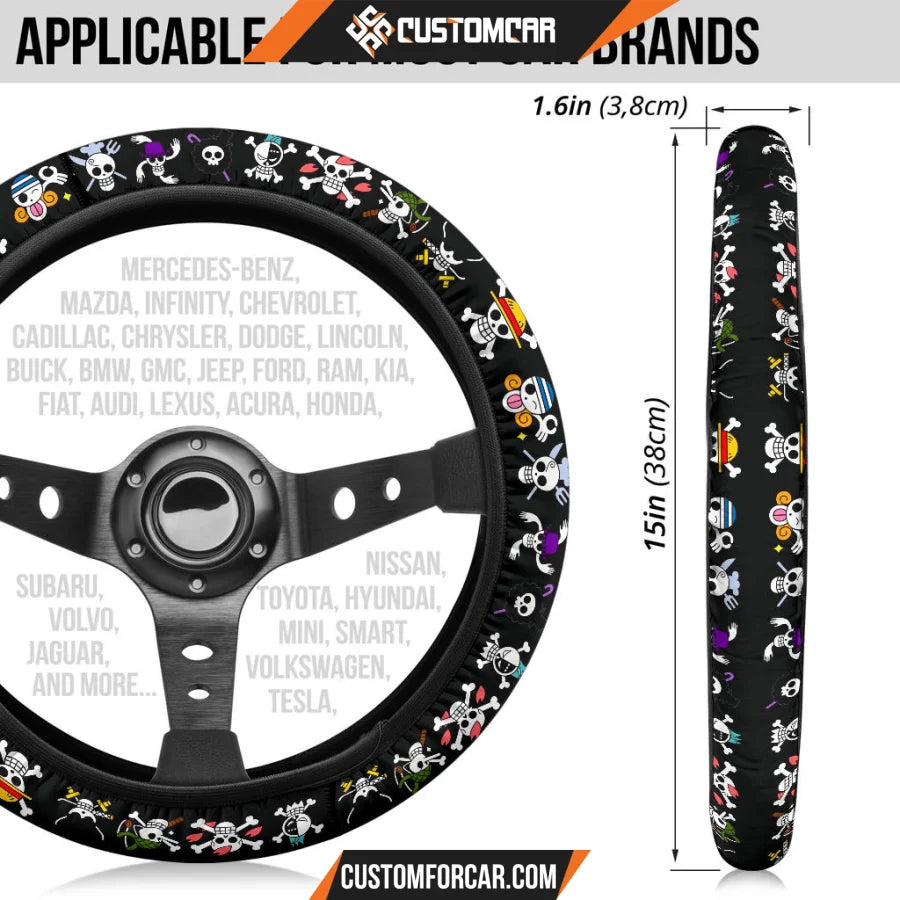 One Piece Anime Steering Wheel Cover | Pirate Skull Symbols