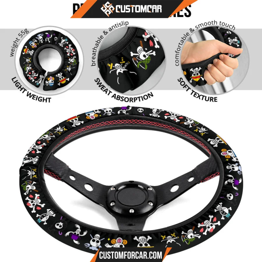 One Piece Anime Steering Wheel Cover | Pirate Skull Symbols