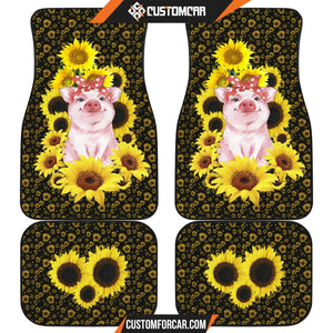 Pig With Sunflower Car Floor Mats Animal Car Accessories