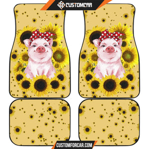 Pig With Sunflower Car Floor Mats Animal Car Accessories