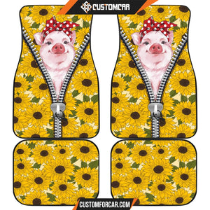 Pig With Sunflower Car Floor Mats Animal Car Accessories