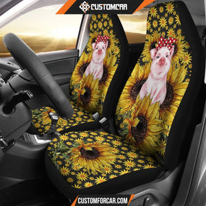 Pig With Sunflower Car Seat Covers Animal Car Accessories