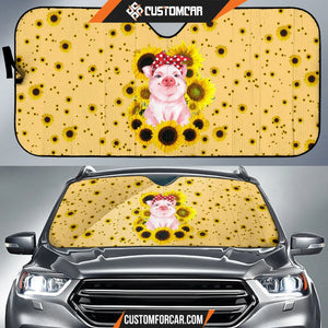 Pig With Sunflower Car Sun Shade Animal Car Accessories