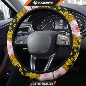 Pig With Sunflower Steering Wheel Cover Animal Car