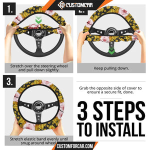 Pig With Sunflower Steering Wheel Cover Animal Car