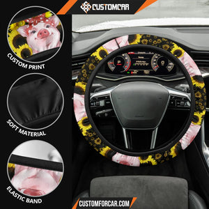 Pig With Sunflower Steering Wheel Cover Animal Car